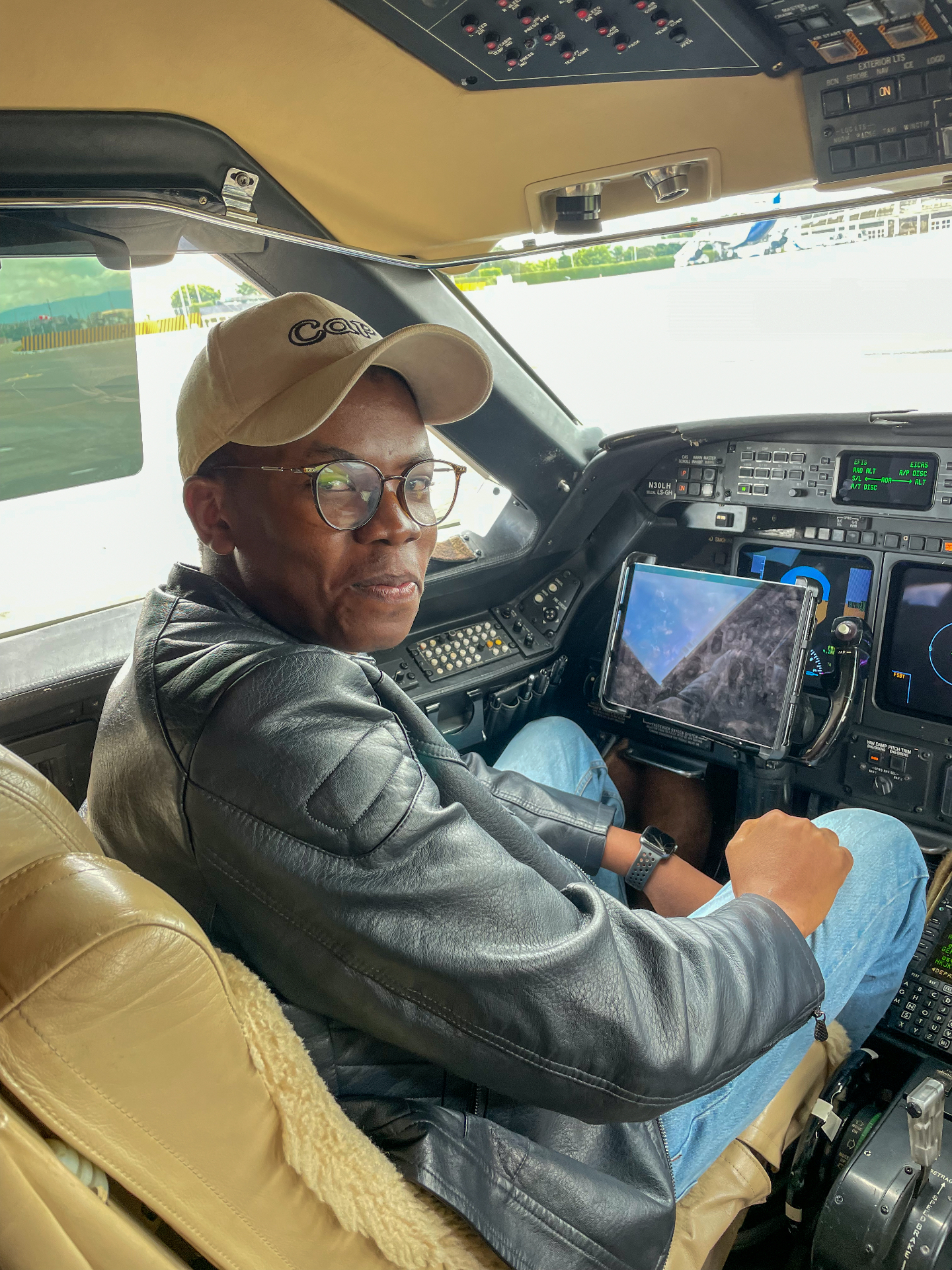 G.A.S. team member in aircraft cockpit